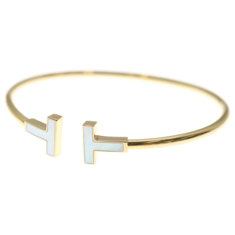 TIFFANY & Co.(ティファニー) Tワイヤー マザーオブパール バングル ブレスレット K18 ゴールド