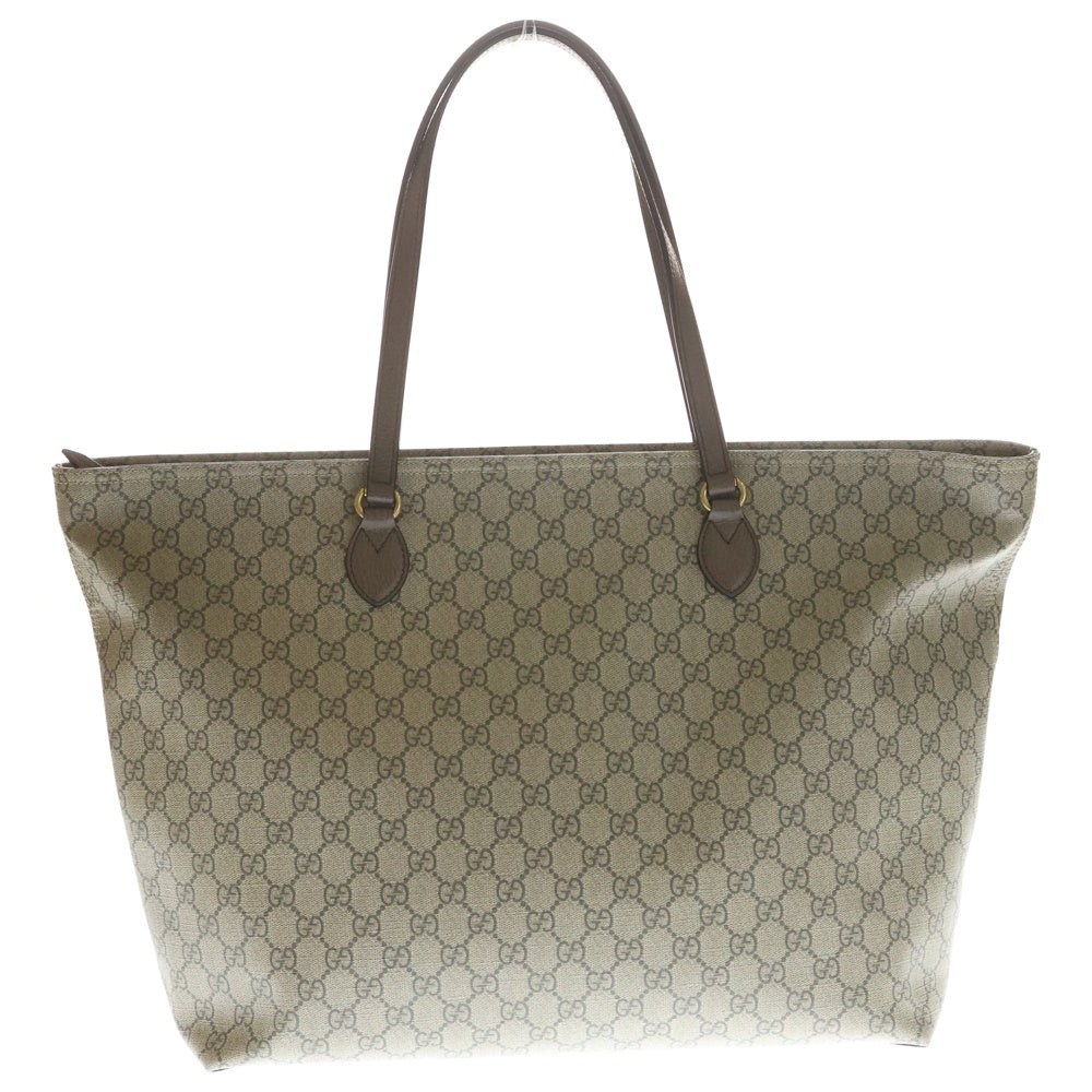 GUCCI(グッチ) GGスプリーム トートバッグ ハンドバッグ ブラウン×ベージュ PVC×レザー 547974 ゴールド金具 レディース