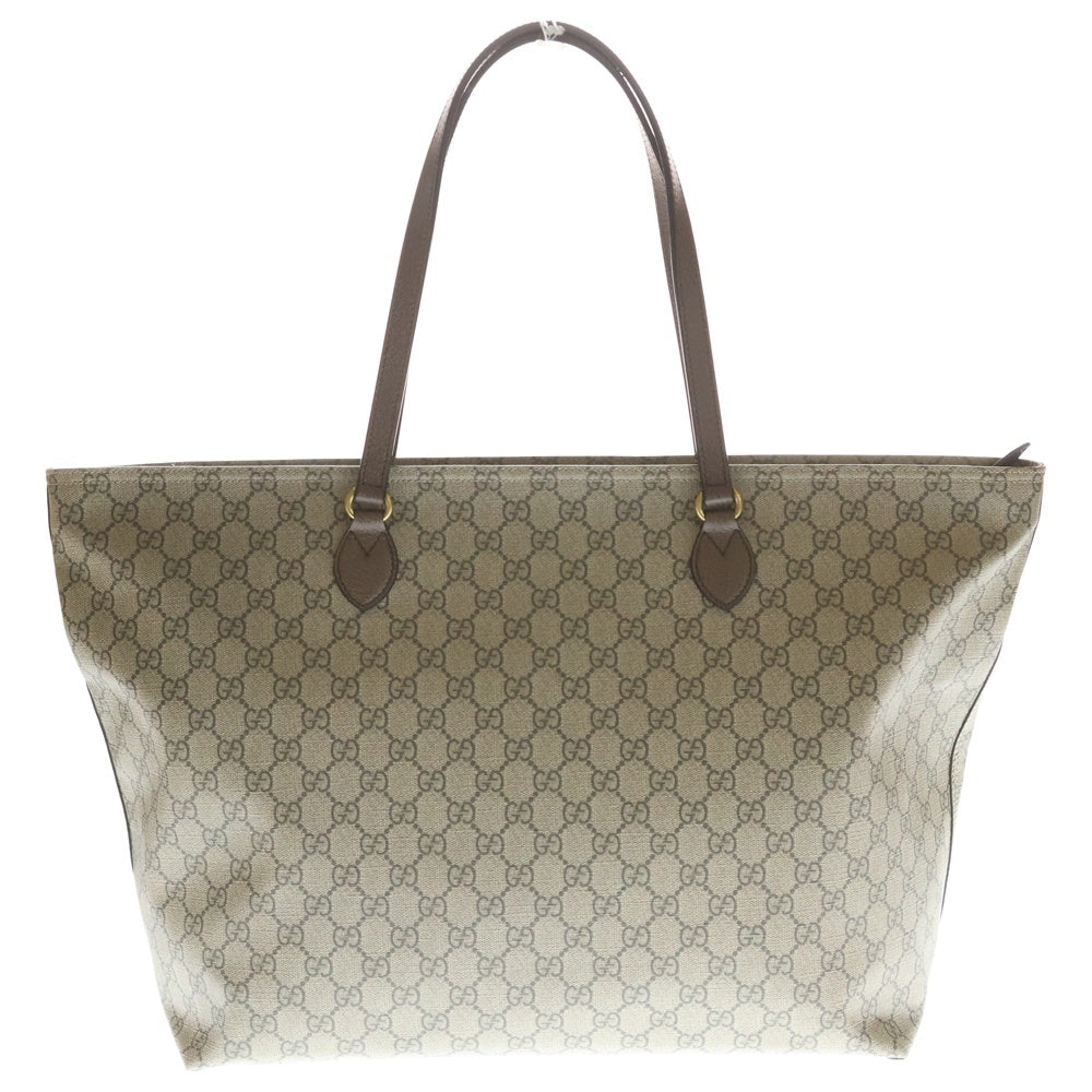 GUCCI(グッチ) GGスプリーム トートバッグ ハンドバッグ ブラウン×ベージュ PVC×レザー 547974 ゴールド金具 レディース