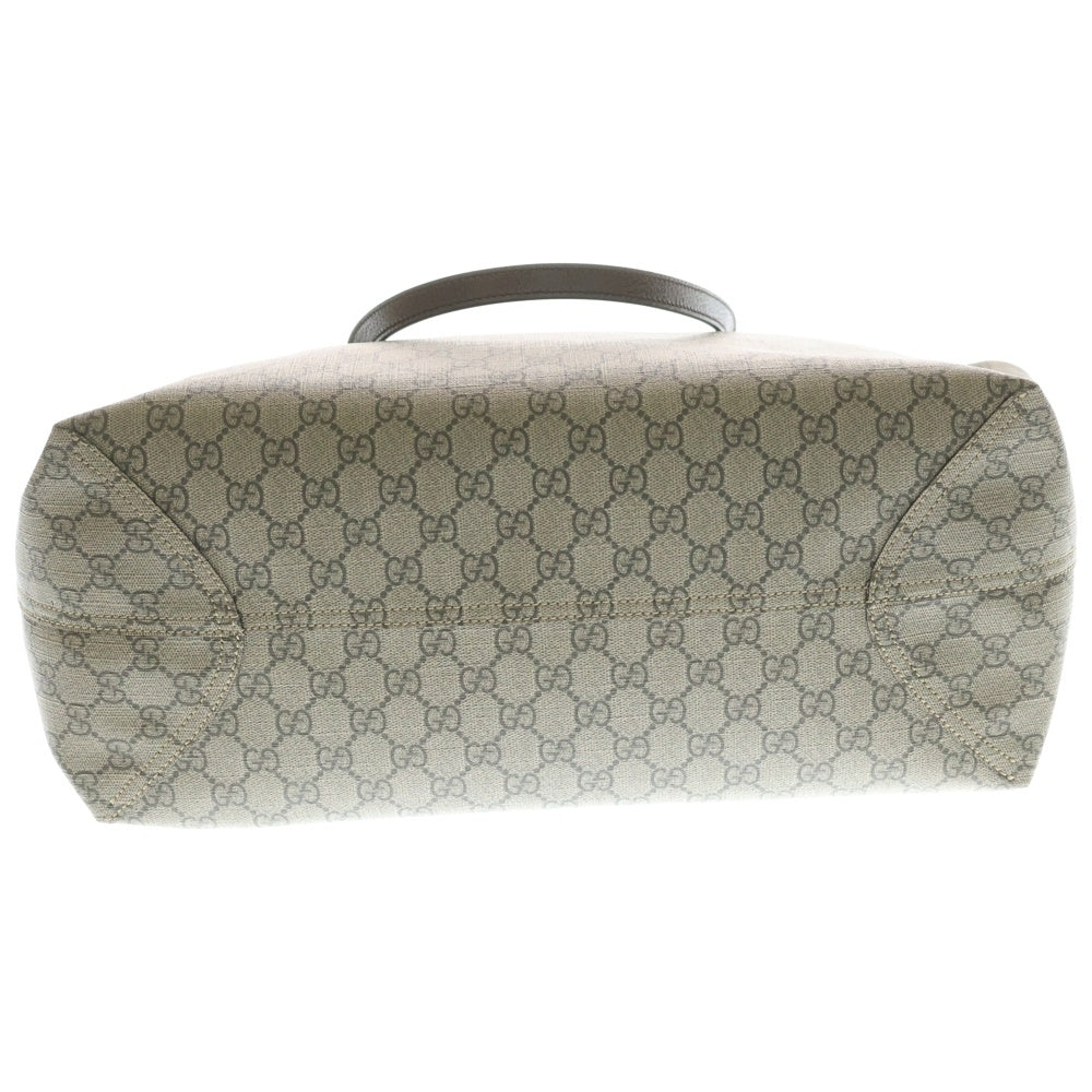 GUCCI(グッチ) GGスプリーム トートバッグ ハンドバッグ ブラウン×ベージュ PVC×レザー 547974 ゴールド金具 レディース