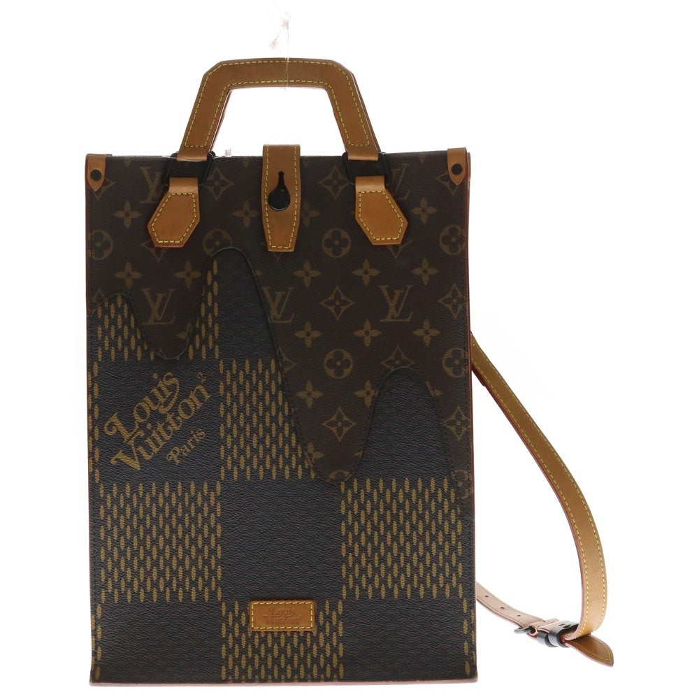 LOUIS VUITTON(ルイヴィトン) ダミエ ジャイアント NIGOコラボ 2WAYバッグ ハンドバッグ トートバッグ ブラウン ミニ トート レザー×PVC N40355 ブラック金具 レディース