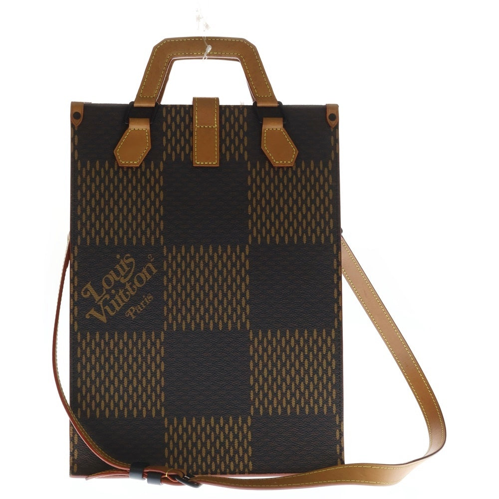 LOUIS VUITTON(ルイヴィトン) ダミエ ジャイアント NIGOコラボ 2WAYバッグ ハンドバッグ トートバッグ ブラウン ミニ トート レザー×PVC N40355 ブラック金具 レディース