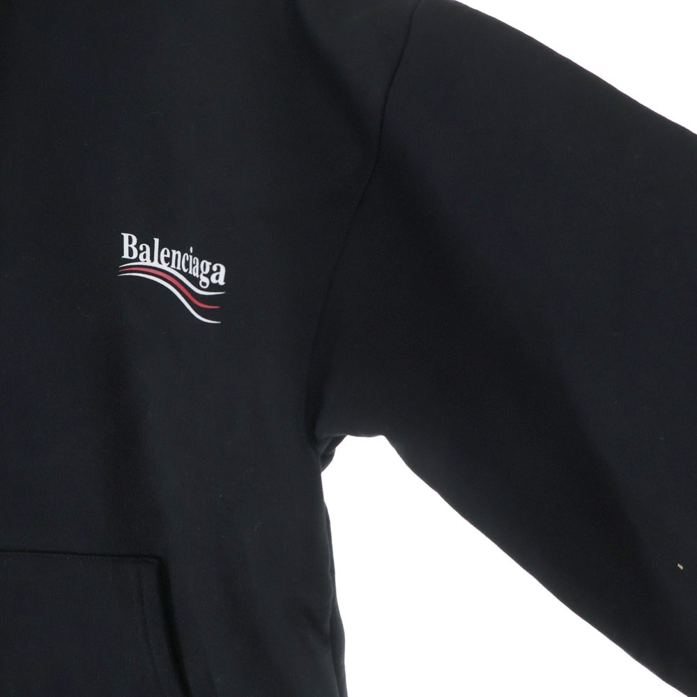 BALENCIAGA(バレンシアガ) キャンペーンロゴプリント プルオーバースウェットパーカー フーディー ブラック 556145
