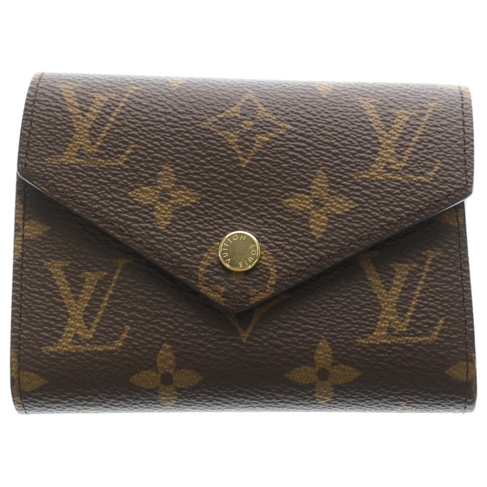 LOUIS VUITTON(ルイヴィトン) モノグラム ポルトフォイユ・ヴィクトリーヌ フューシャ コンパクトウォレット 三つ折り財布 ブラウン×ワインレッド M41938 ゴールド金具 レディース