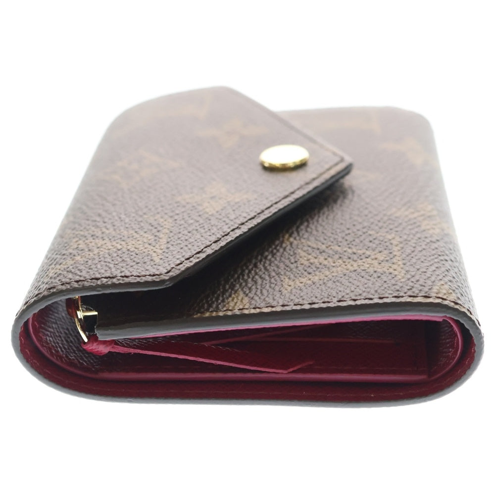 LOUIS VUITTON(ルイヴィトン) モノグラム ポルトフォイユ・ヴィクトリーヌ フューシャ コンパクトウォレット 三つ折り財布 ブラウン×ワインレッド M41938 ゴールド金具 レディース