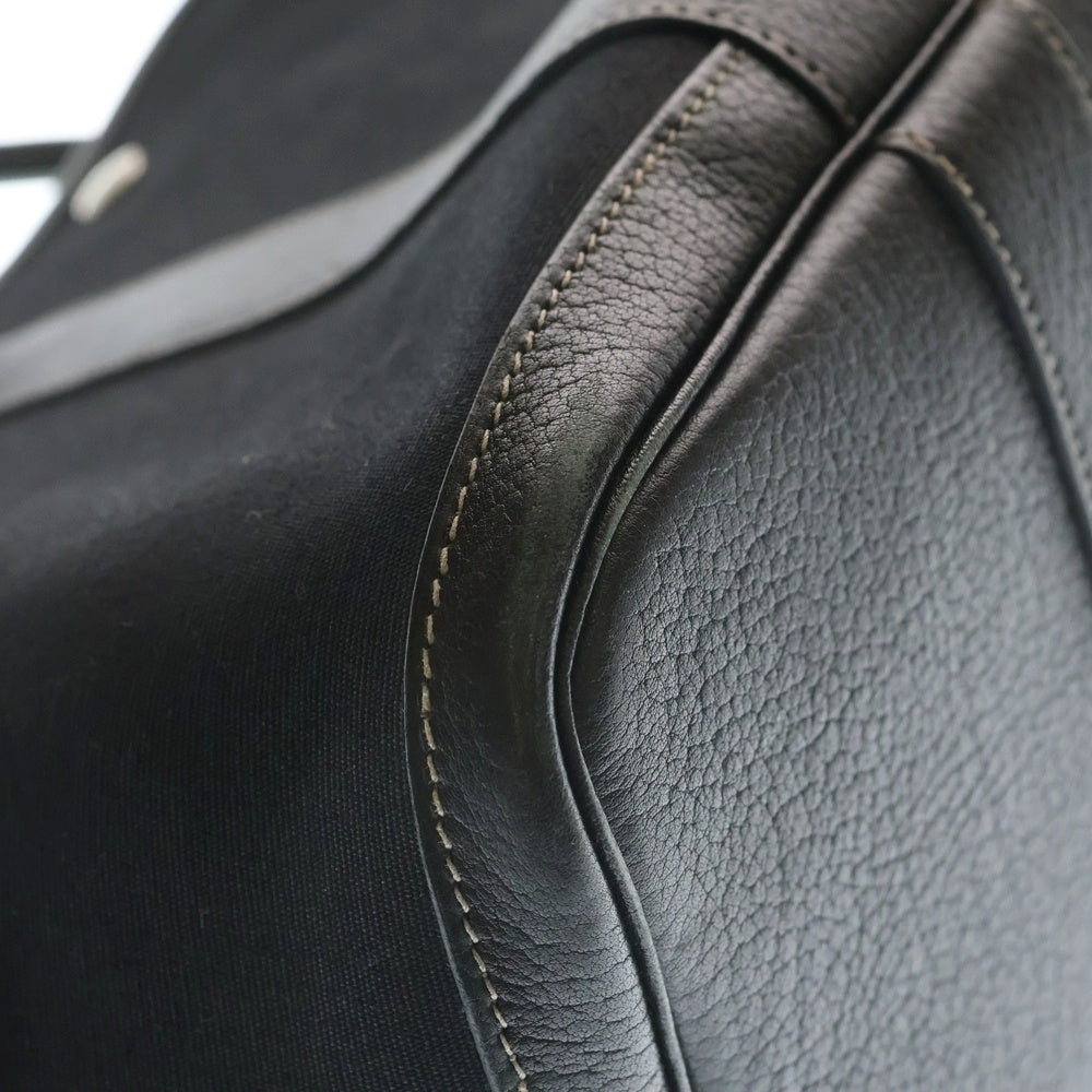 HERMES(エルメス) ガーデンパーティPM トートバッグ ハンドバッグ ブラック トワルオフィシェ×ネゴンダ レザー×キャンバス シルバー金具 レディース