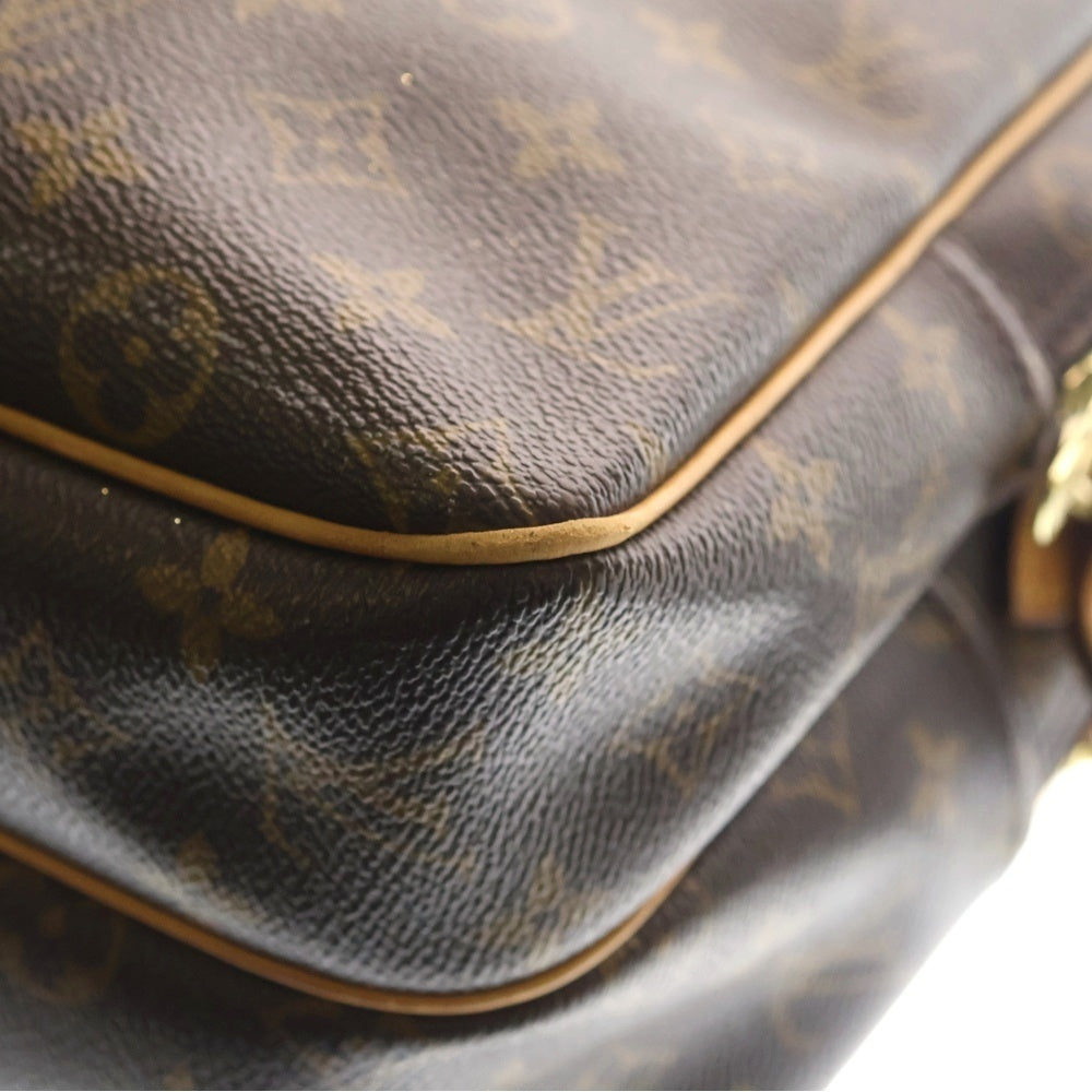 LOUIS VUITTON(ルイヴィトン) モノグラム リポーターGM ショルダーバッグ ブラウン レザー×PVC M45252 ゴールド金具
