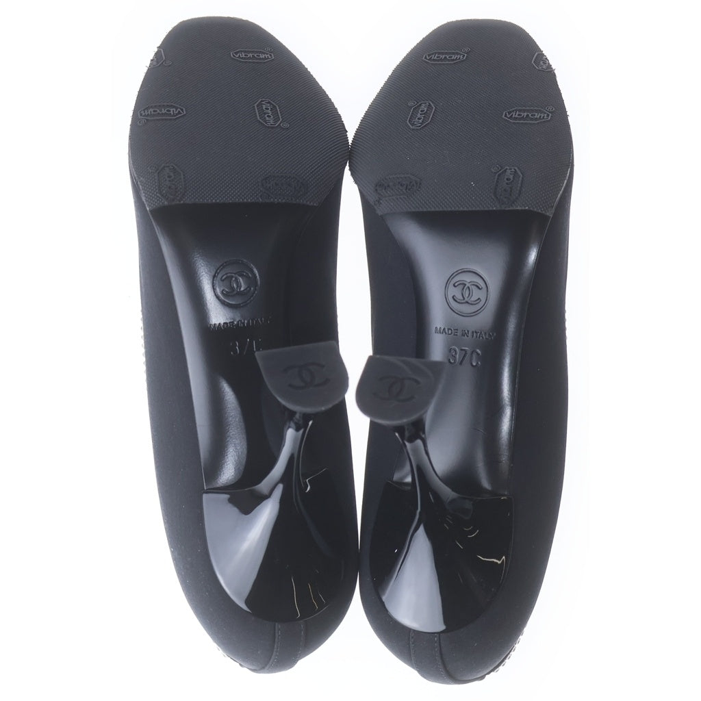CHANEL(シャネル) シャネル ラインストーン スタービジューヒールパンプス ブラック スエード #37 レディース