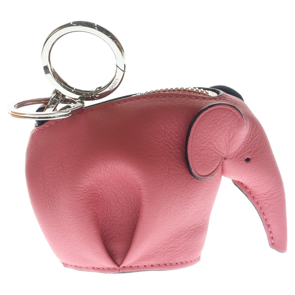 LOEWE(ロエベ) バッグチャーム キーリング キーホルダー ピンク レザー シルバー金具 レディース