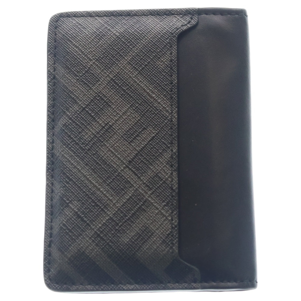 FENDI(フェンディ) FFロゴ ダイアゴナル 二つ折りカードケース 名刺入れ ミニ財布 ブラック レザー シルバー金具