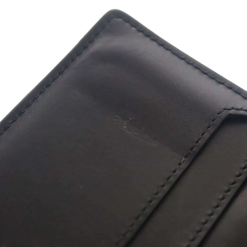 FENDI(フェンディ) FFロゴ ダイアゴナル 二つ折りカードケース 名刺入れ ミニ財布 ブラック レザー シルバー金具