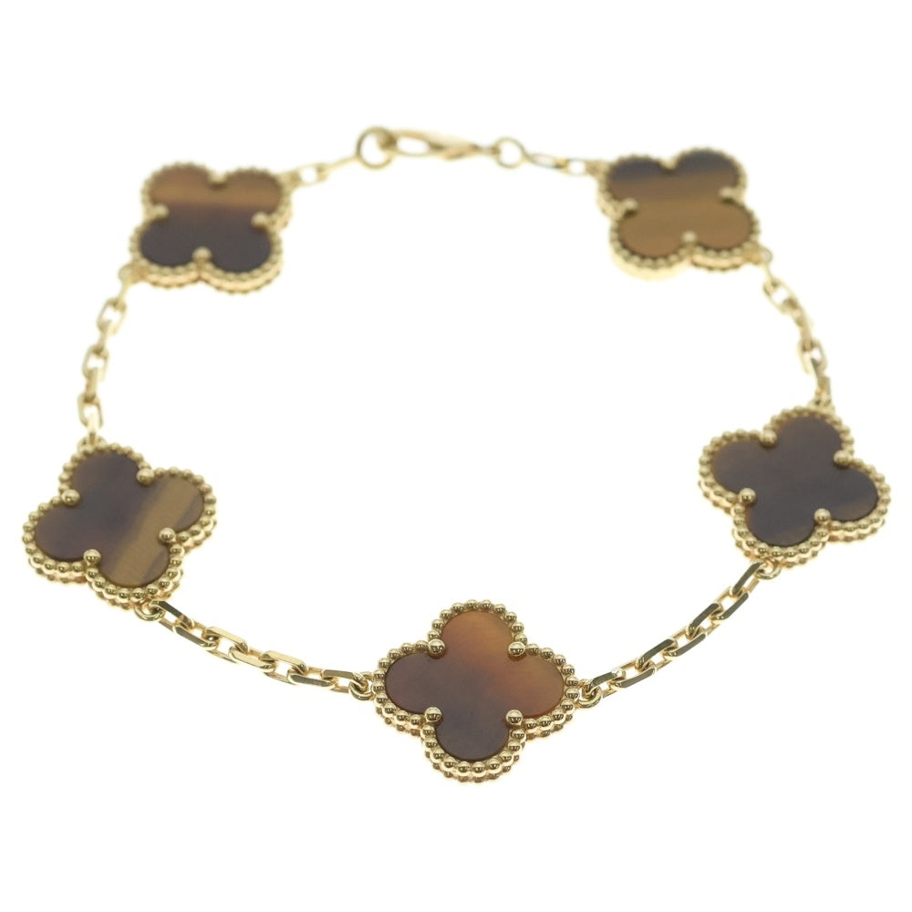 Van Cleef & Arpels(ヴァンクリーフアンドアーペル) ヴィンテージアルハンブラ タイガーズアイ ブレスレット Au750YG VCARD35600 ジュエリー レディース