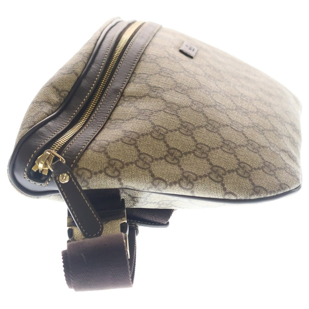 GUCCI(グッチ) GGスプリーム ウエストバッグ ボディバッグ ブラウン×ベージュ PVC×レザー 211110 ゴールド金具 レディース