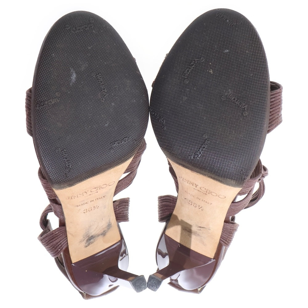 JIMMY CHOO(ジミーチュウ) ストラップ レザー ヒール サンダル シューズ ブラウン レディース