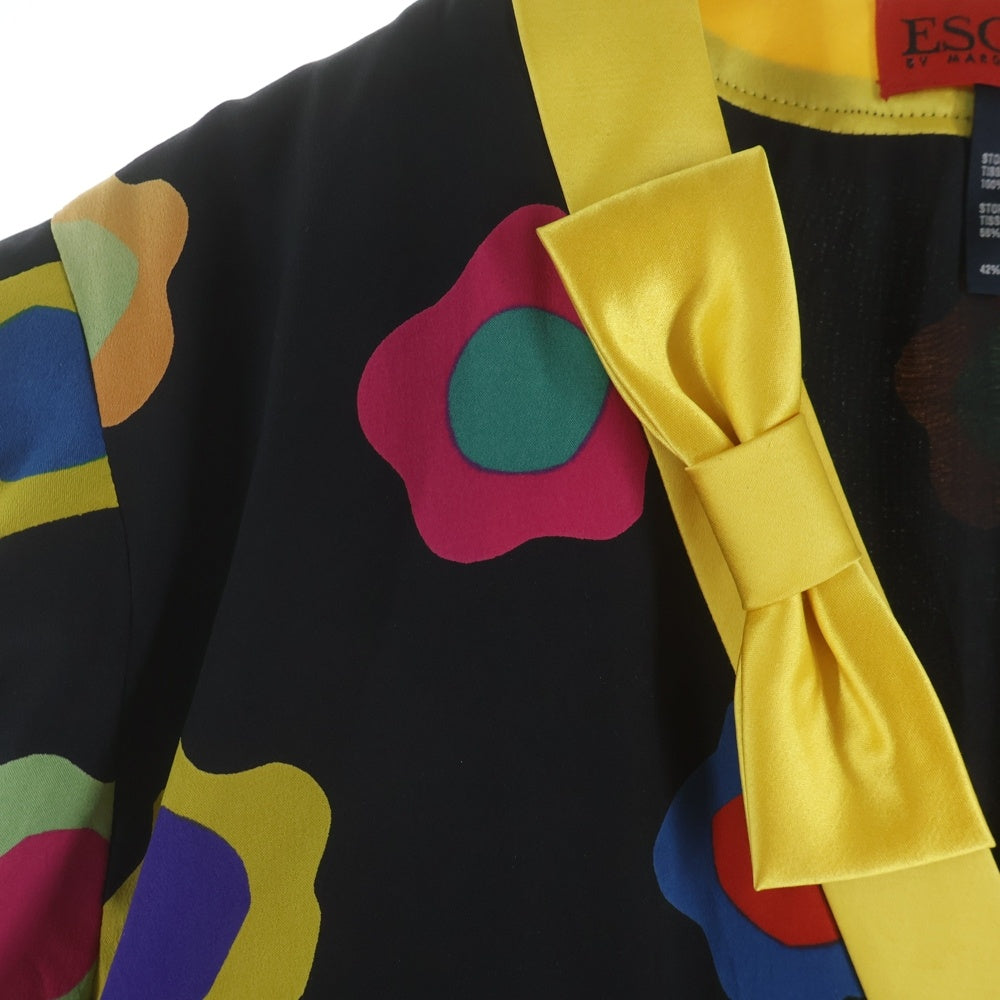 ESCADA(エスカーダ) フラワー総柄プリント シルク ワンピース ドレス ブラック/イエロー レディース