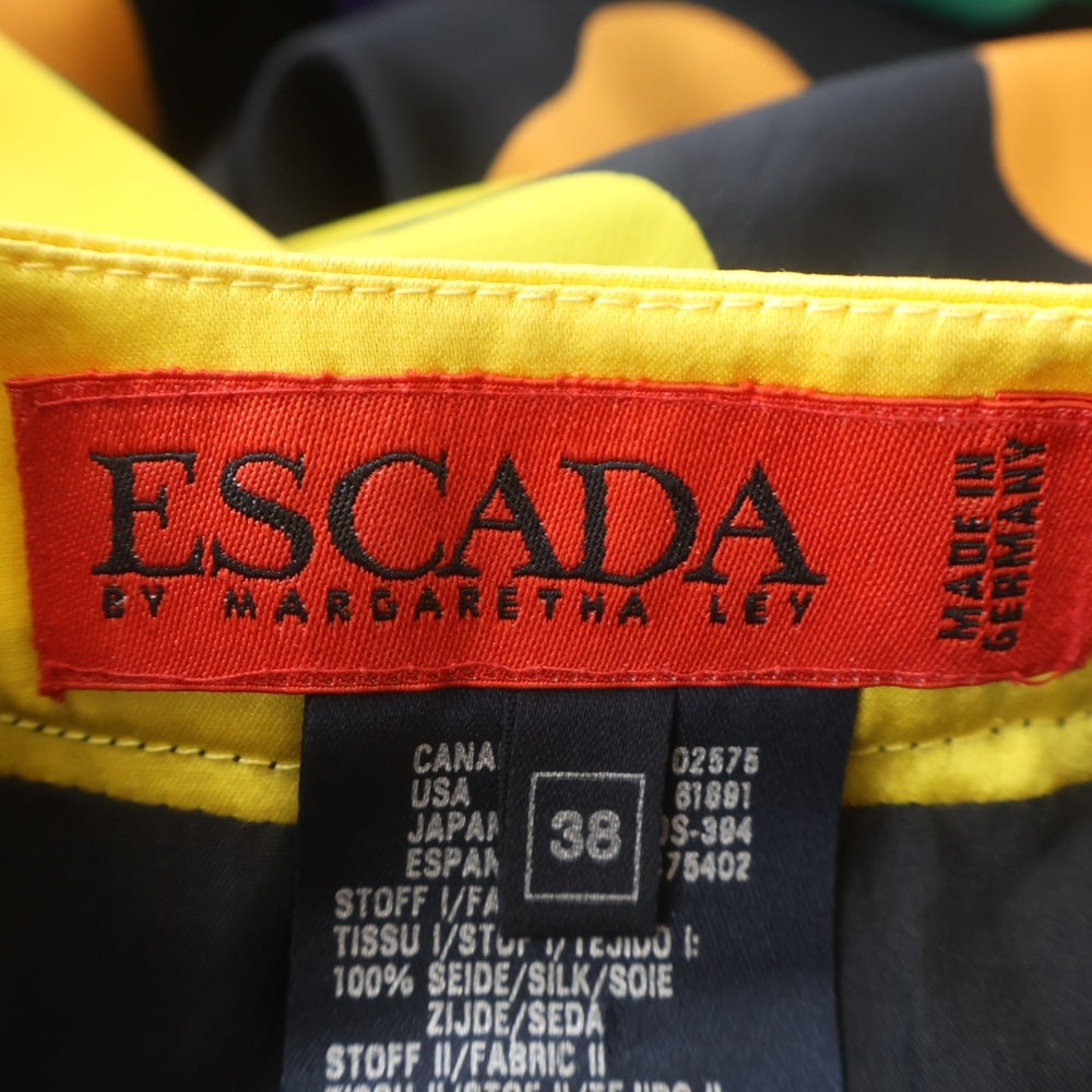 ESCADA(エスカーダ) フラワー総柄プリント シルク ワンピース ドレス ブラック/イエロー レディース