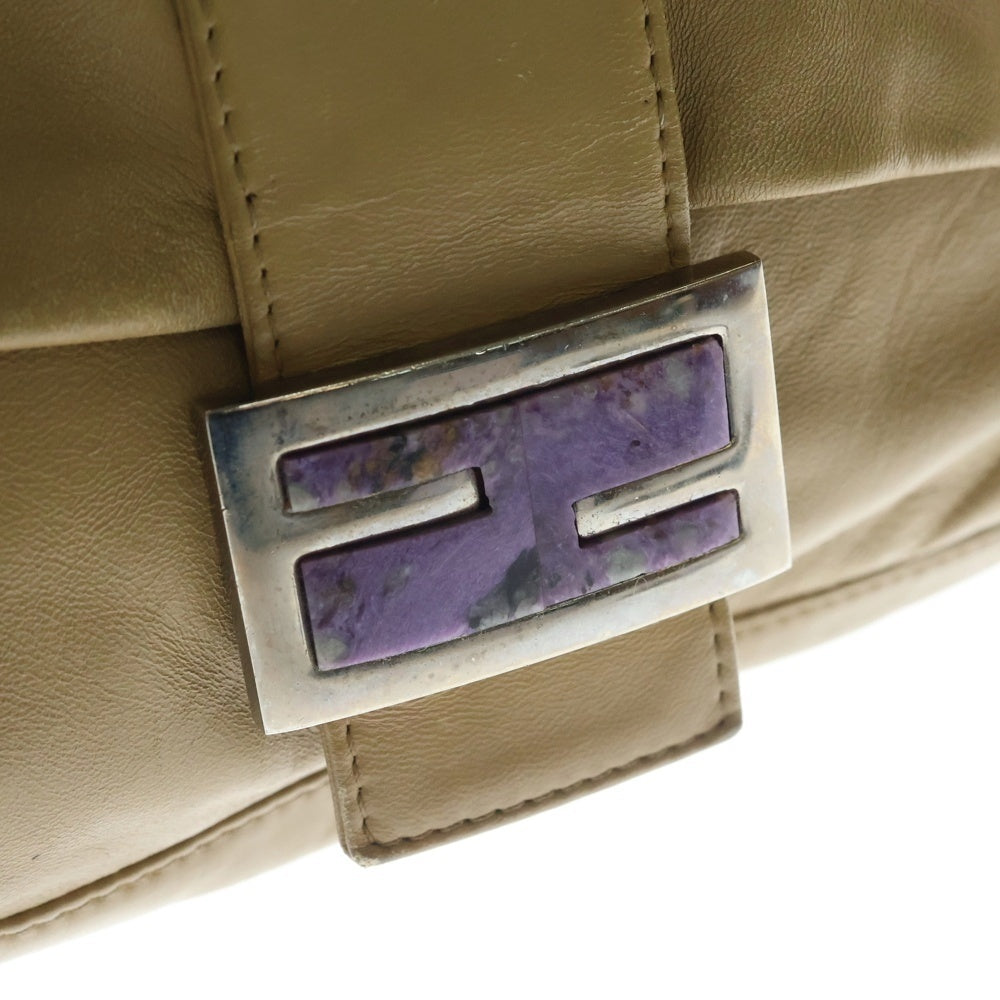 FENDI(フェンディ) マンマバケット ハンドバッグ ワンショルダーバッグ ベージュ レザー シルバー金具 レディース