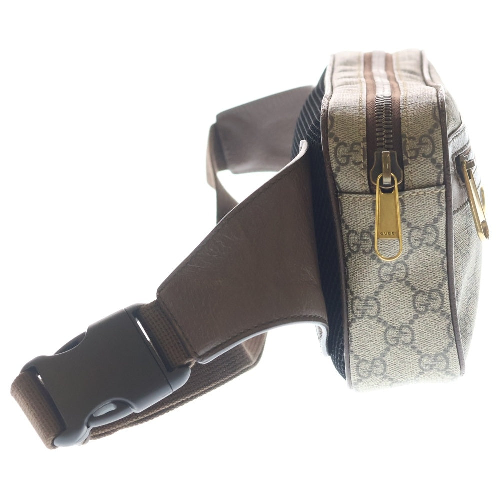 GUCCI(グッチ) GGスプリーム オフィディア シェリーライン クロスボディバッグ ウエスト ショルダーバッグ ベージュ PVC×レザー 574796 ゴールド金具 レディース