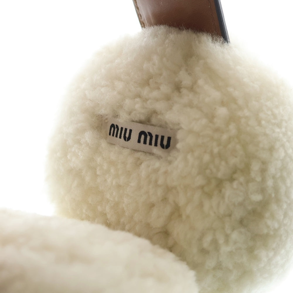 miumiu(ミュウミュウ) ロゴ ボア イヤーマフ ブラウン レザー MIU5HP6052CTT レディース