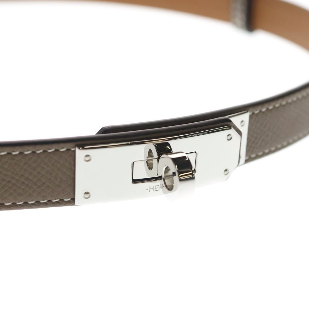 HERMES(エルメス) ケリーベルト エトゥープ エプソン レザーベルト オリーブ シルバー金具 W刻印 レディース