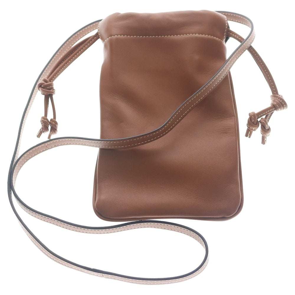 CELINE(セリーヌ) トリオンフ キュイル ホワイトステッチ フォンポーチ ショルダーバッグ ミニバッグ ブラウン レザー レディース