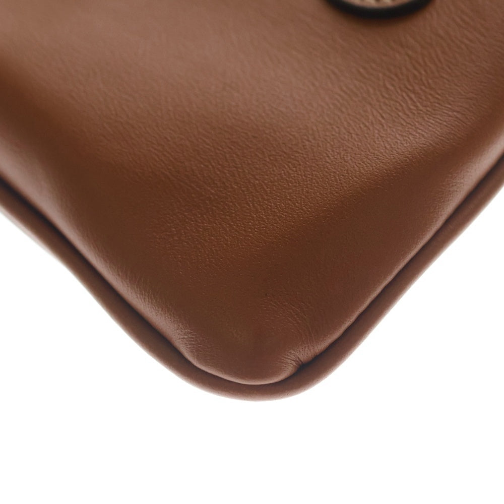 CELINE(セリーヌ) トリオンフ キュイル ホワイトステッチ フォンポーチ ショルダーバッグ ミニバッグ ブラウン レザー レディース