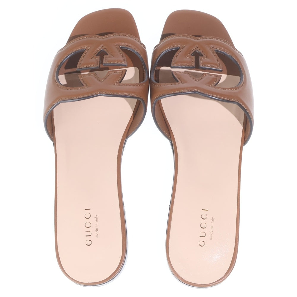 GUCCI(グッチ) インターロッキングG カットアウト スライドサンダル ブラウン #36.5 レディース