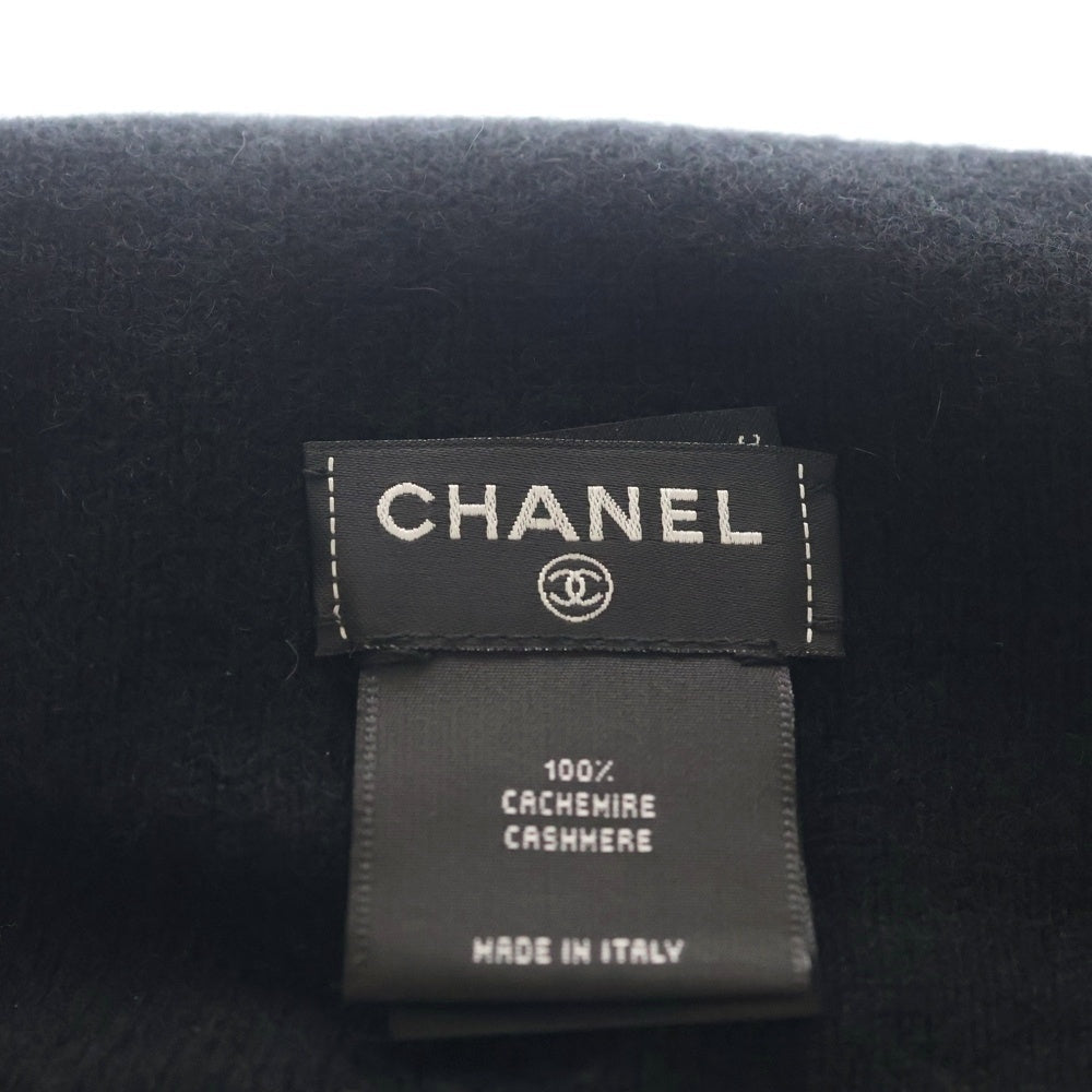 CHANEL(シャネル) ココマーク リボン カシミヤ ビーニー 帽子 ニット帽 ブラック AAB217-B21295-94305 ゴールド金具 レディース
