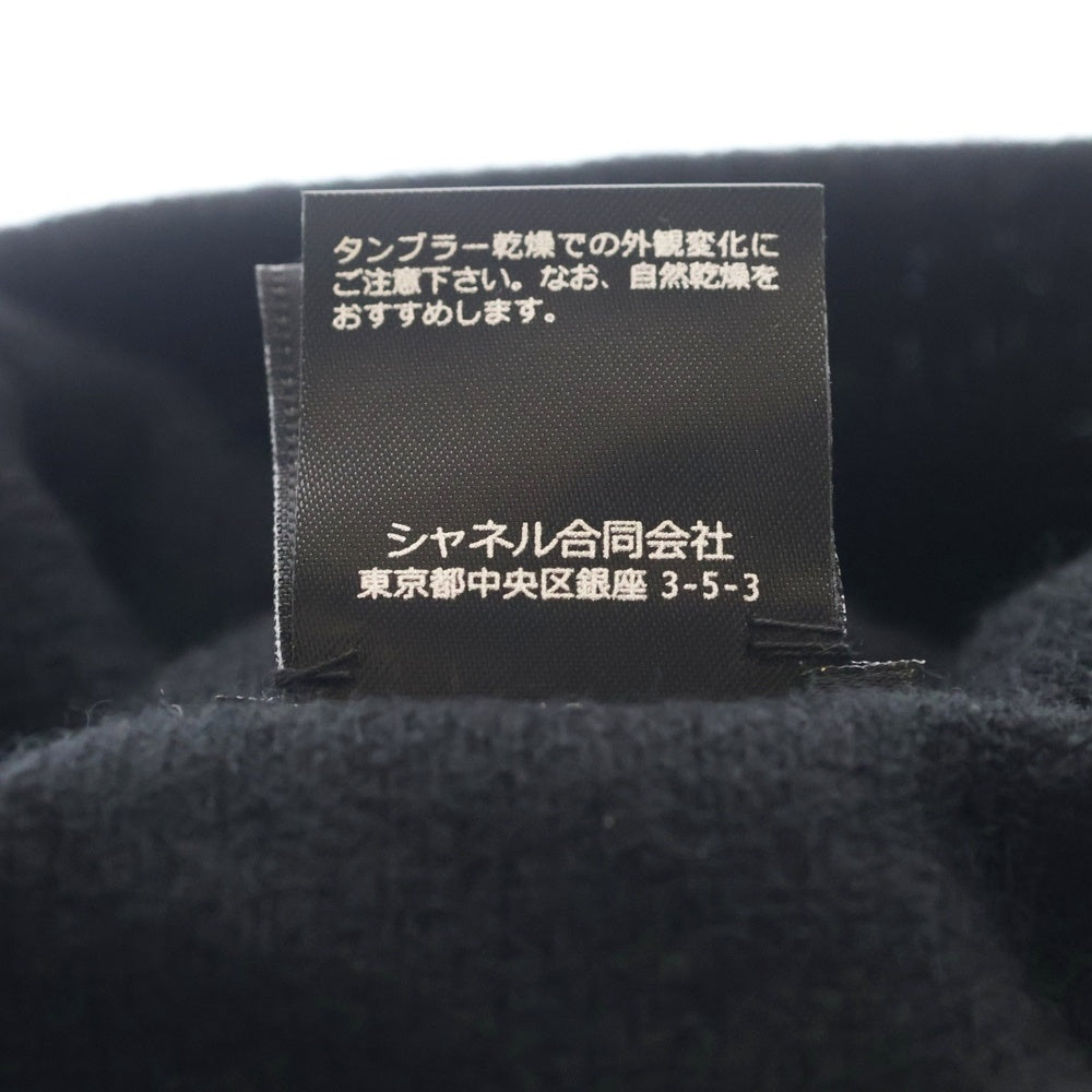 CHANEL(シャネル) ココマーク リボン カシミヤ ビーニー 帽子 ニット帽 ブラック AAB217-B21295-94305 ゴールド金具 レディース
