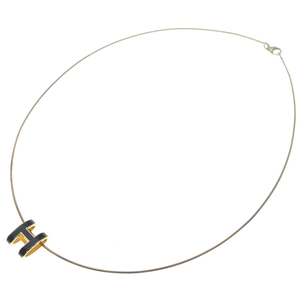 HERMES(エルメス) ポップアッシュ Hロゴ ネックレス ブラック×ゴールド GP アクセサリー レディース