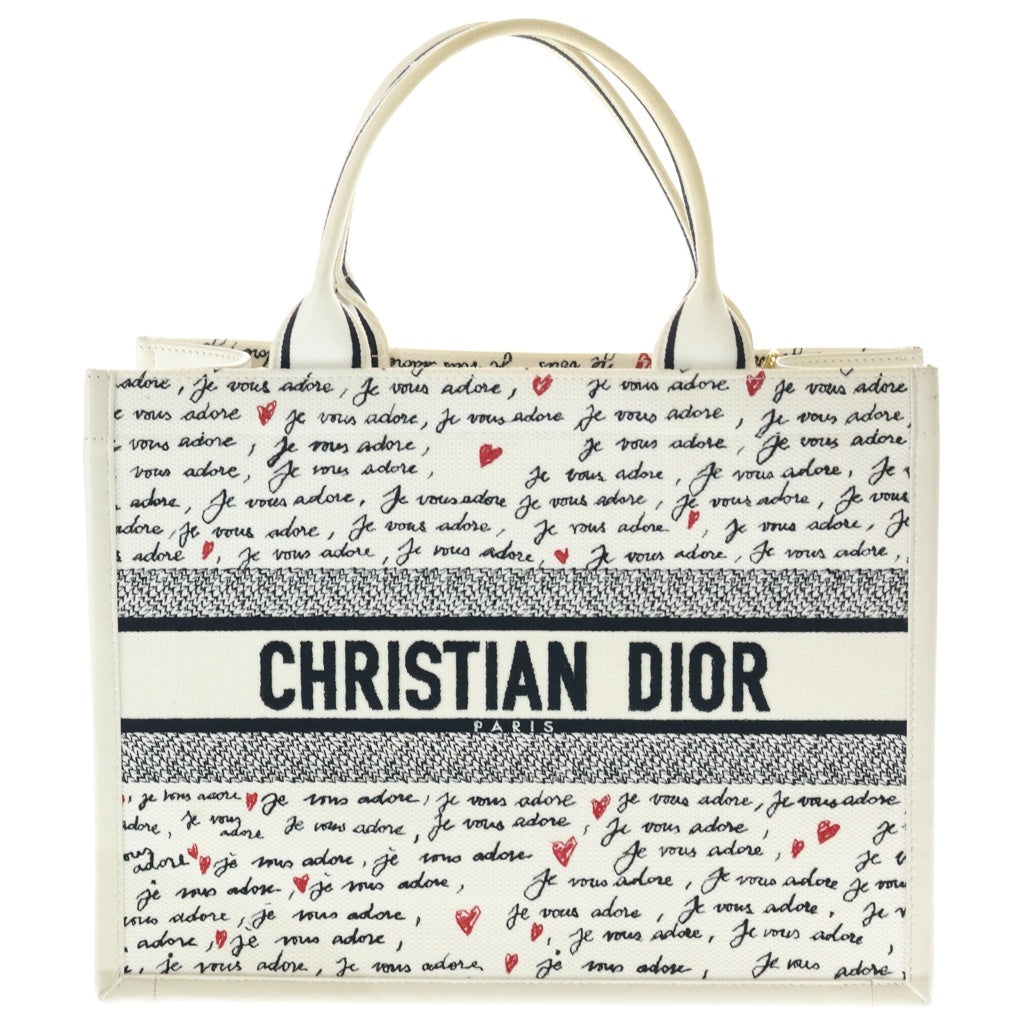 Christian Dior(クリスチャンディオール) アムール ブックトート ミディアム トートバッグ ハンドバッグ ホワイト×レッド キャンバス レディース