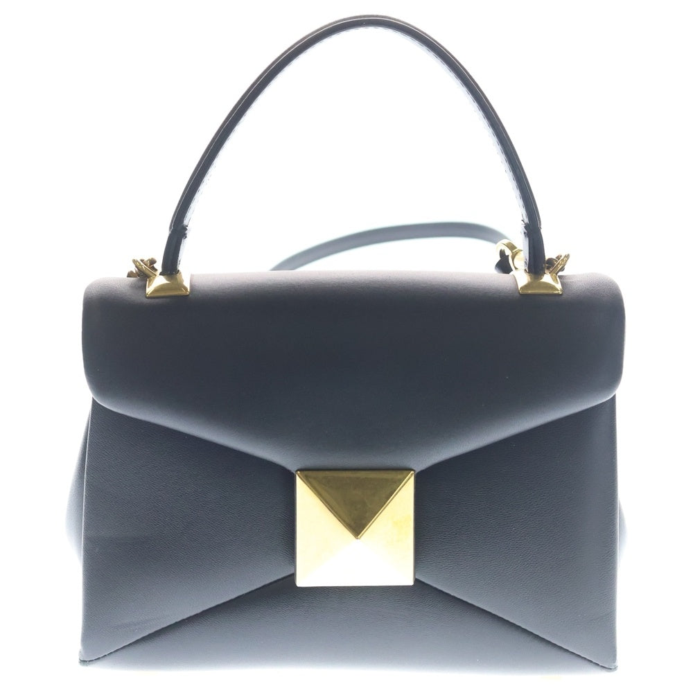 VALENTINO(ヴァレンティノ) ワンスタッズ ロックスタッズ レザー 2WAY ハンド ショルダーバッグ ゴールド金具 ブラック レディース