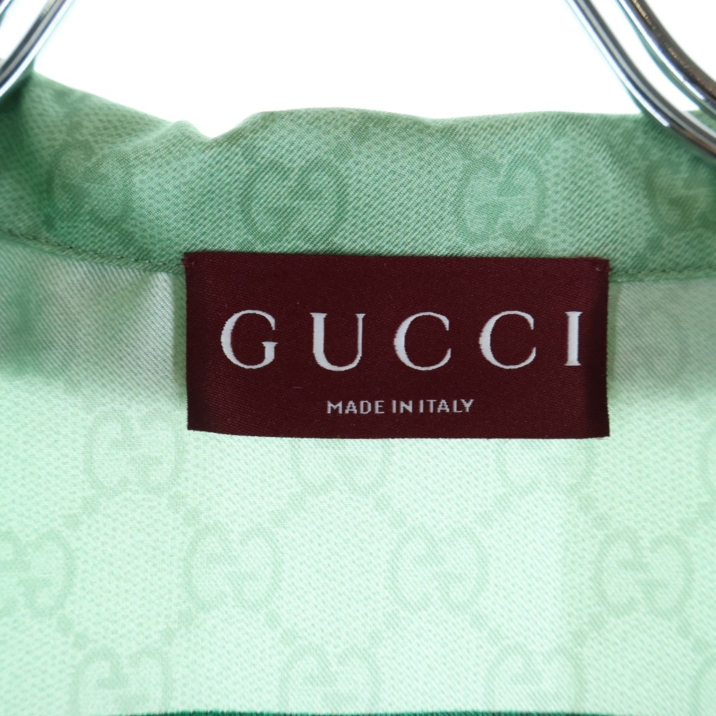 GUCCI(グッチ) ヒグチユウココラボ 総柄シルク半袖シャツ ライトグリーン #46