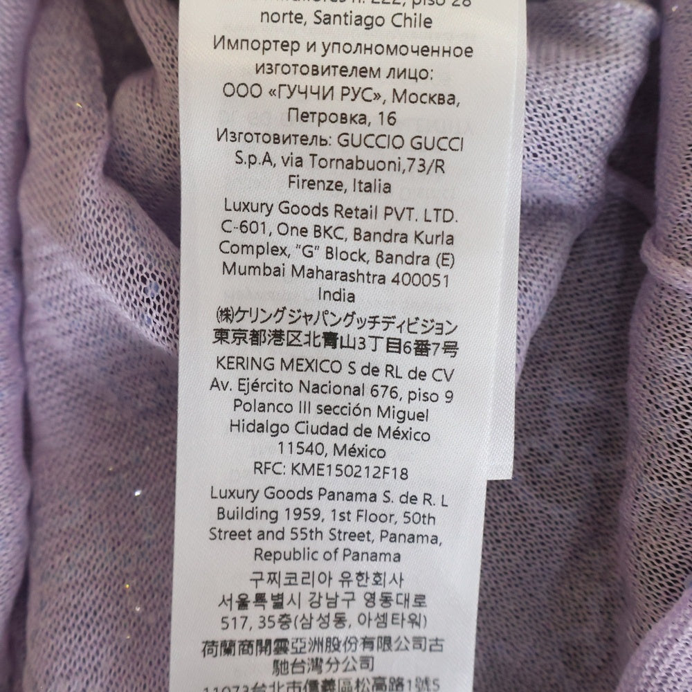 GUCCI(グッチ) GGクリスタル ファインシルク 長袖Tシャツ パープル レディース