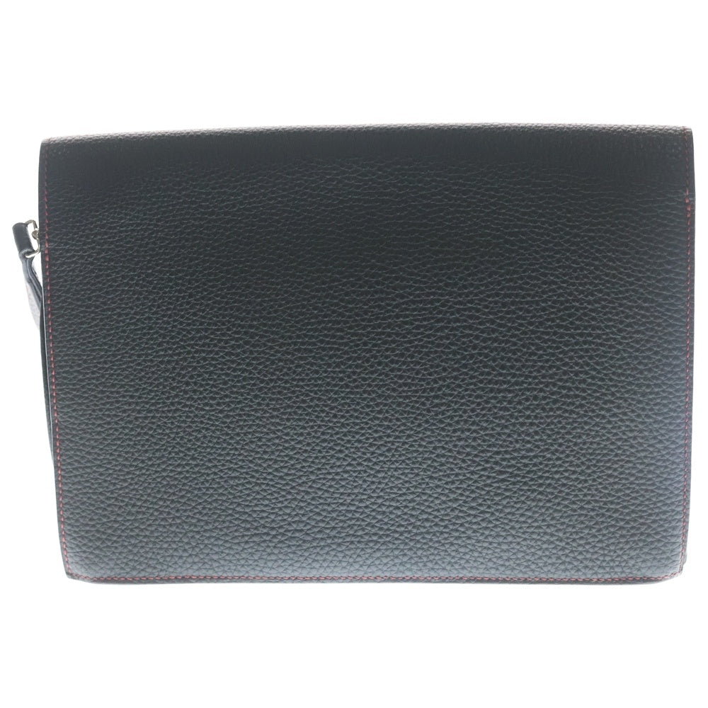 HERMES(エルメス) サックアデペッシュ24 トゴ レザー クラッチ セカンドバッグ シルバー金具 ブラック □R刻印
