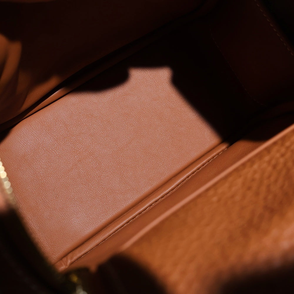 HERMES(エルメス) ミニリンディ ゴールド トリヨンクレマンス レザー ハンド ショルダーバッグ ゴールド金具 ブラウン B刻印 レディース