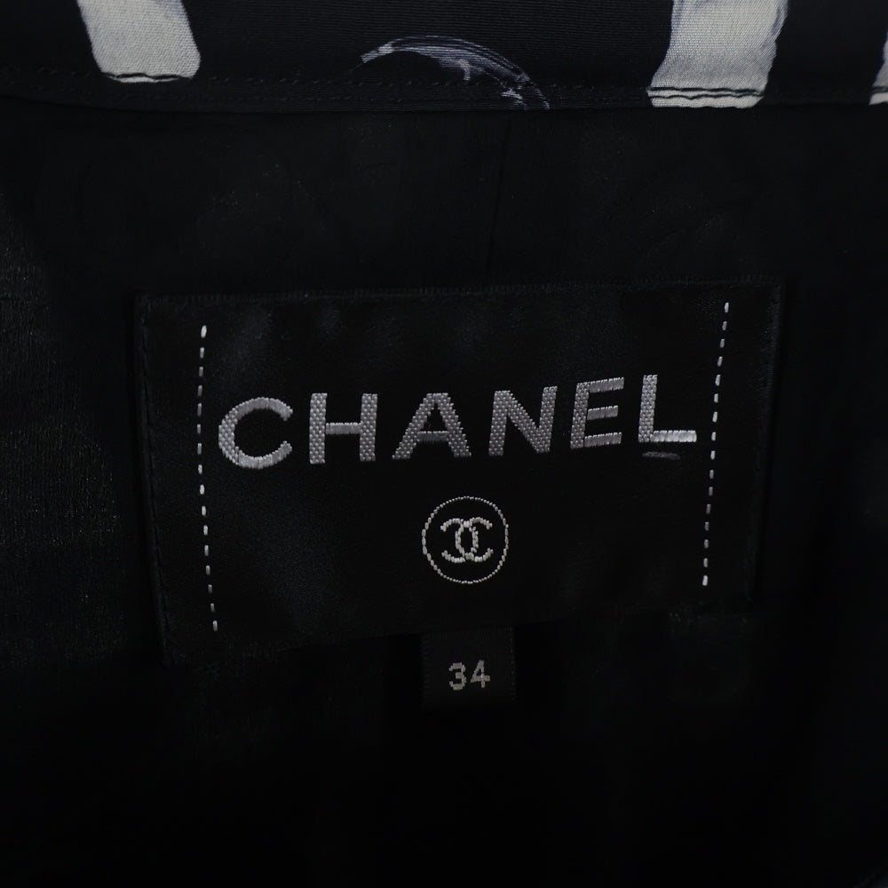 CHANEL(シャネル) Astronaut アストロノート 宇宙飛行士柄プリント ココマーク シルク ジップアップ コート ドレス ブラック レディース P57571V43581