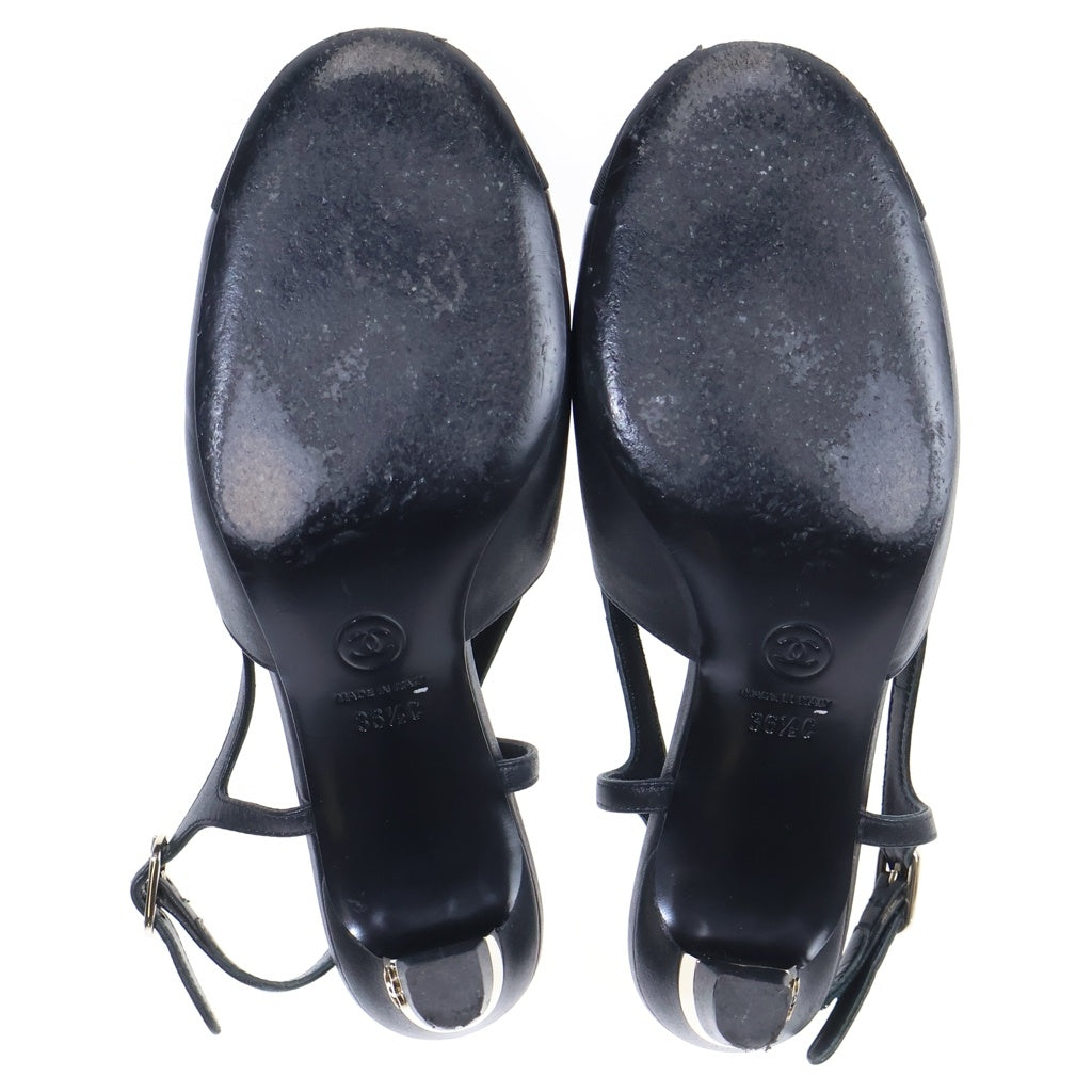 CHANEL(シャネル) パンプス ブラック スウェード×レザー ゴールド金具 #36 2/1C レディース
