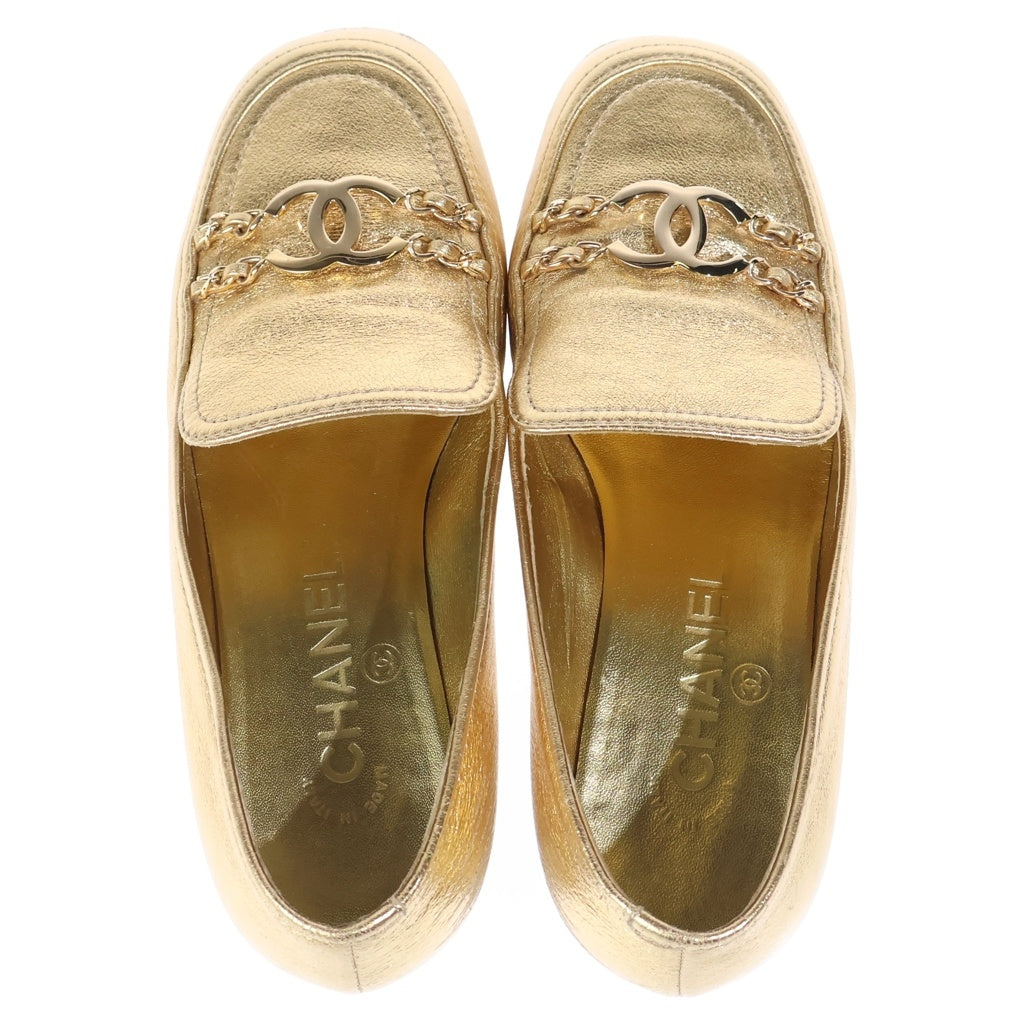 CHANEL(シャネル) ローファー ゴールド レザー ココマーク #36C レディース