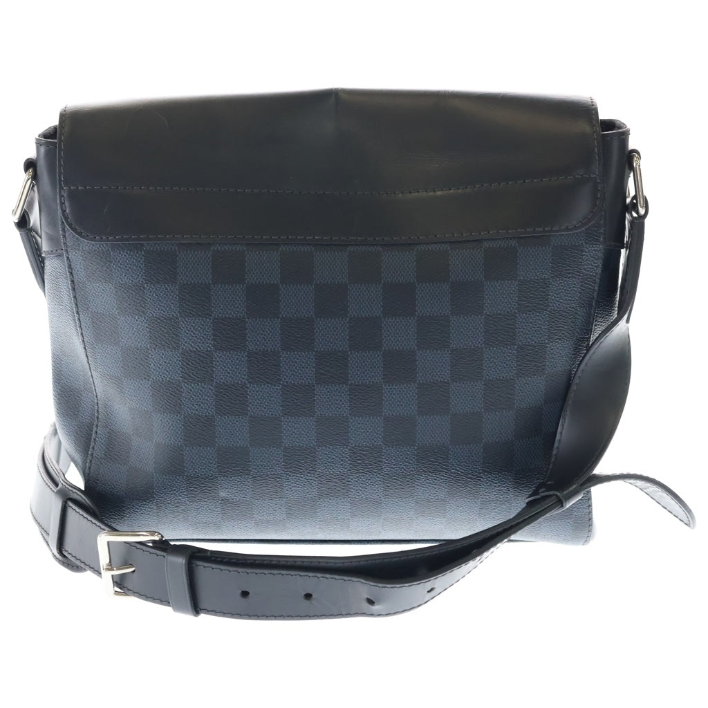 LOUIS VUITTON(ルイヴィトン) ダミエ コバルト ニューポート・メッセンジャー ショルダーバッグ ネイビー レザー×PVC N41587 シルバー金具 レディース