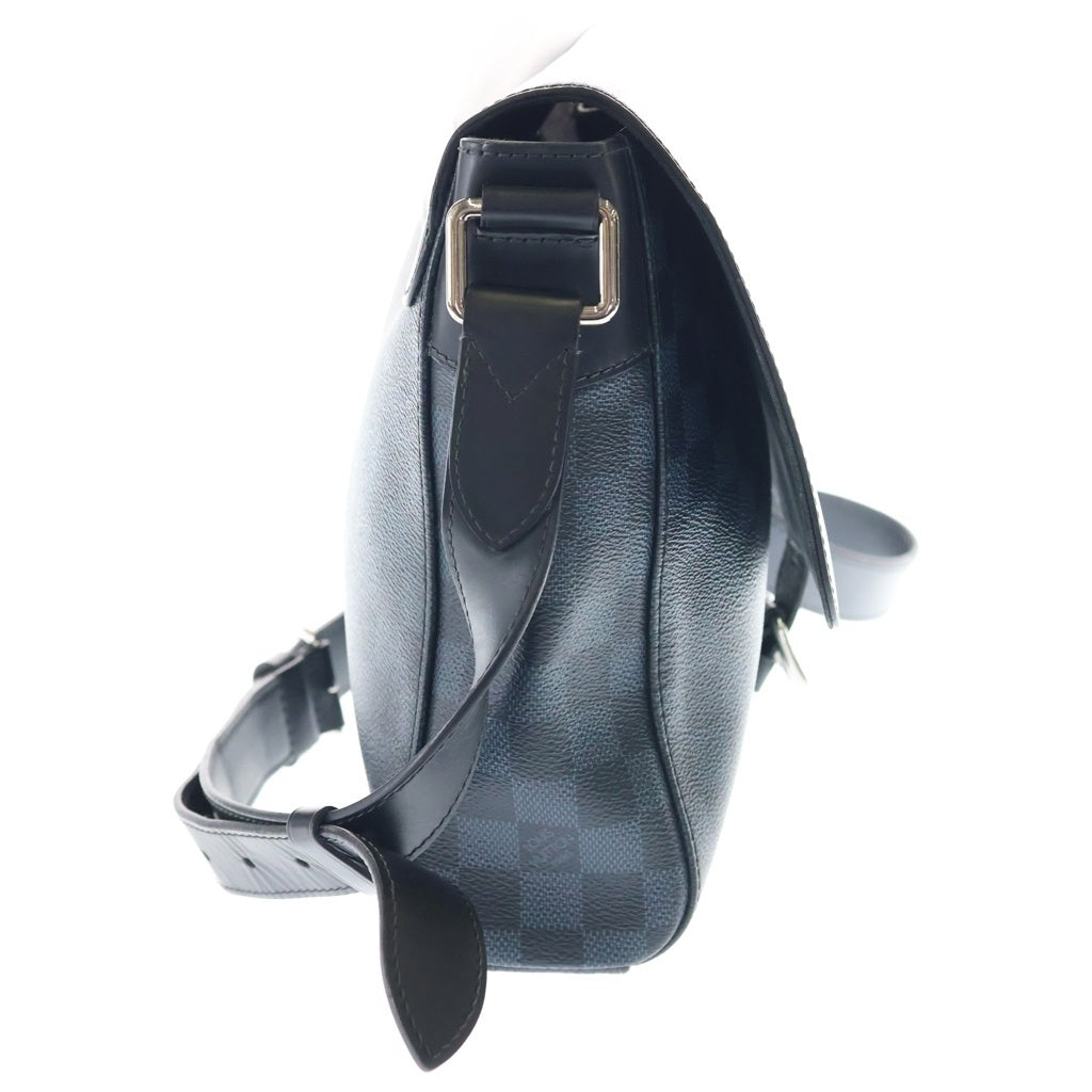 LOUIS VUITTON(ルイヴィトン) ダミエ コバルト ニューポート・メッセンジャー ショルダーバッグ ネイビー レザー×PVC N41587 シルバー金具 レディース