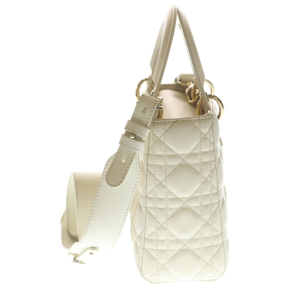 Christian Dior(クリスチャンディオール) レディディオール MYABC スモール ハートチャーム 2WAYハンドバッグ ショルダーバッグ ホワイト レザー ゴールド金具 レディース