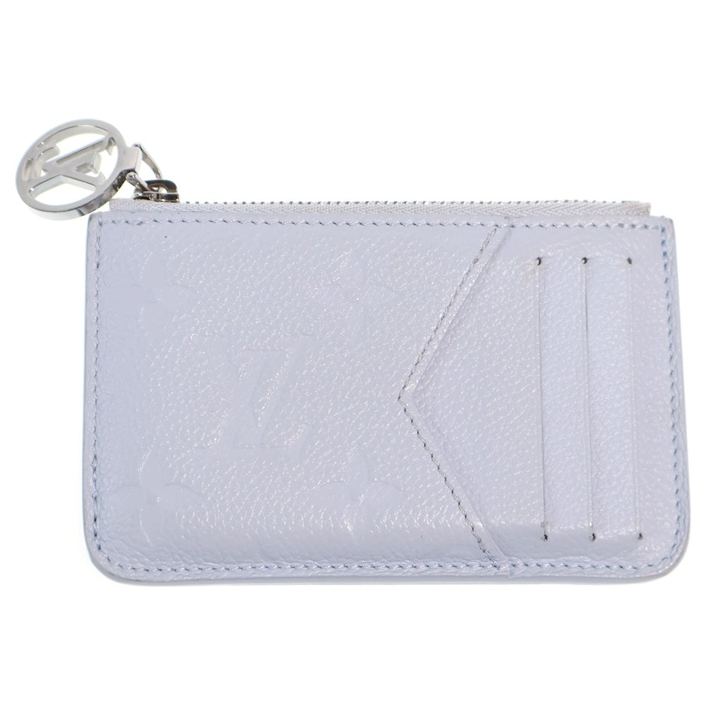 LOUIS VUITTON(ルイヴィトン) モノグラムアンプラント ポルト カルト ロミー 小物入れ コインケース ポーチ ライトブルー レザー M82045 シルバー金具 レディース