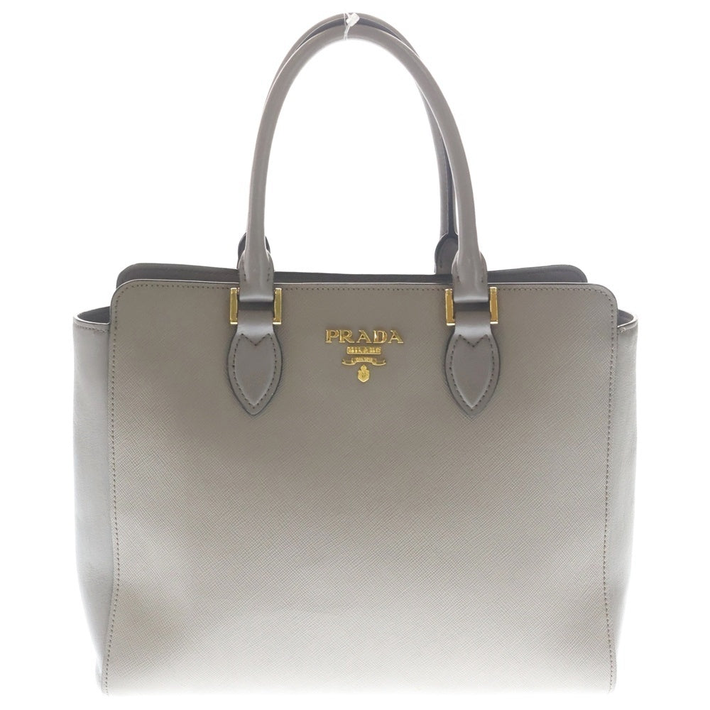 PRADA(プラダ) サフィアーノ 2WAYハンドバッグ ショルダーバッグ グレージュ ベージュ レザー 1BA189 ゴールド金具 レディース