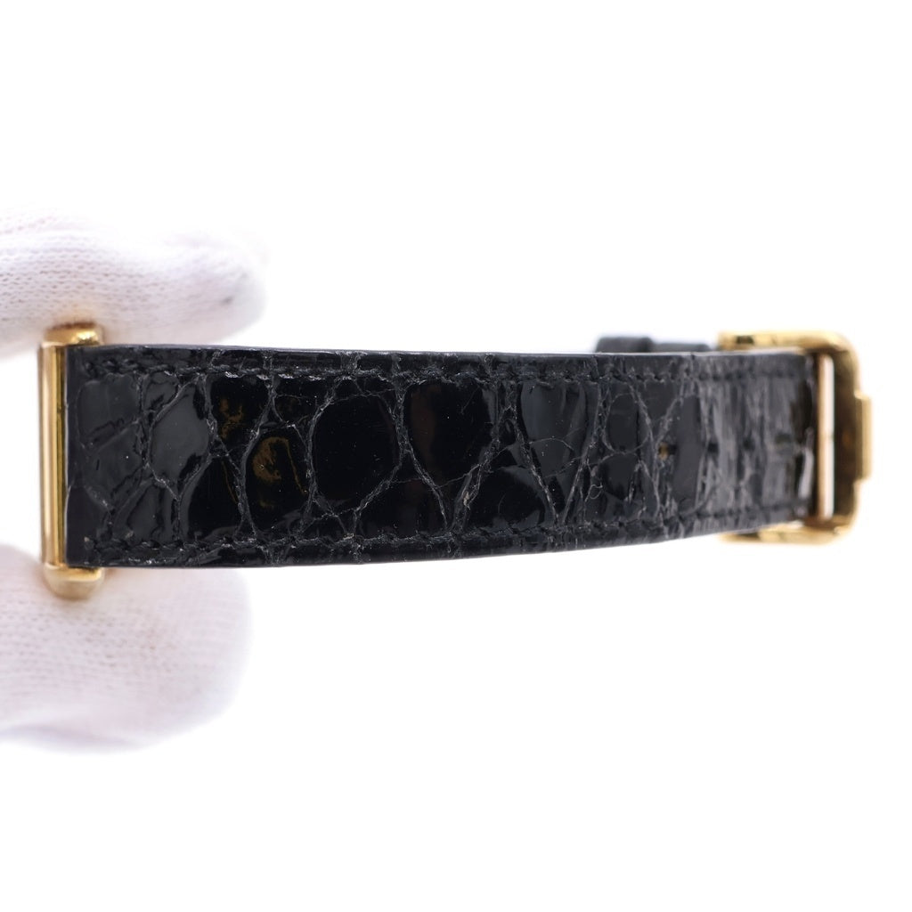 BAUME&MERCIER(ボームアンドメルシェ) レクタンギュラー 白文字盤 18KYG×社外レザー/QZ イエローゴールド クォーツ 電池式 腕時計 17605 レディース