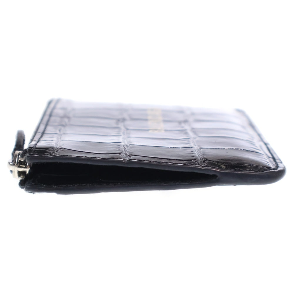 BALENCIAGA(バレンシアガ) ロゴ コインケース フラグメントケース カードケース 小物入れ ブラック レザー 637130 シルバー金具