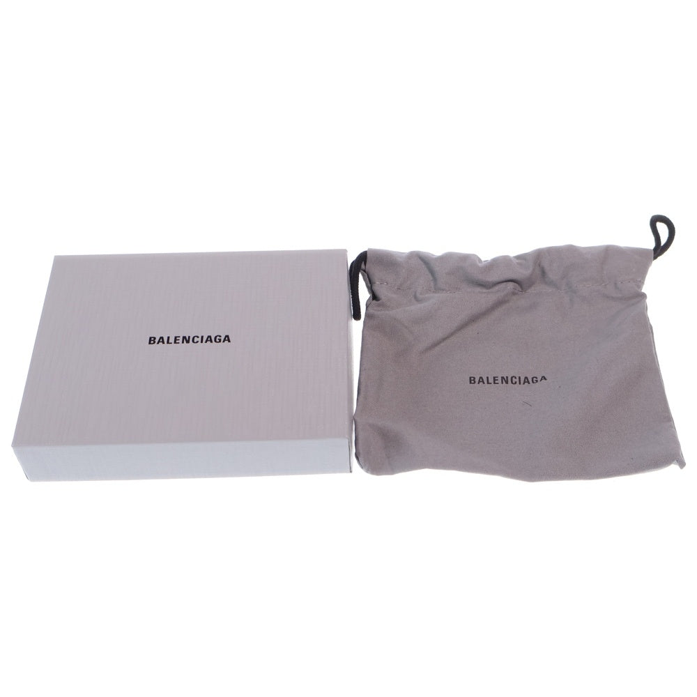 BALENCIAGA(バレンシアガ) ロゴ コインケース フラグメントケース カードケース 小物入れ ブラック レザー 637130 シルバー金具