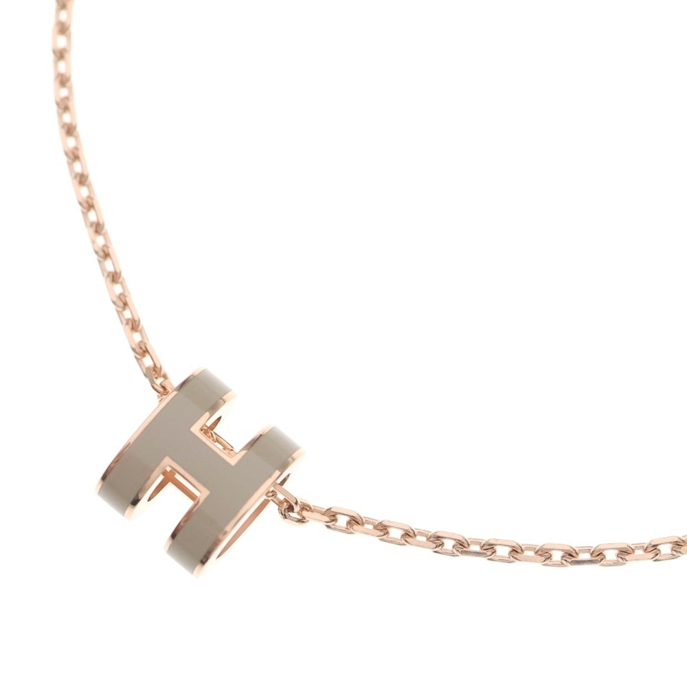 HERMES(エルメス) ポップアッシュ ミニ ネックレス ペンダント チェーン ベージュ マロングラッセ GP ピンクゴールド レディース