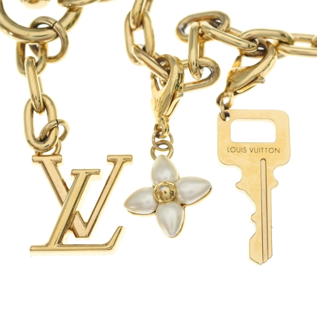 LOUIS VUITTON(ルイヴィトン) バッグチャーム・LV ハート パドロック パール バッグチャーム チェーンキーホルダー ゴールド×ホワイト×ピンク M02943 レディース