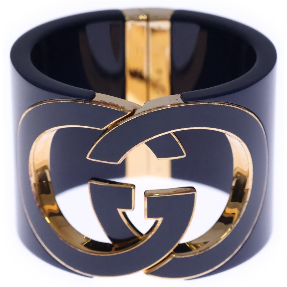 GUCCI(グッチ) インターロッキングG バングル ブレスレット ブルー GP ゴールド金具 レディース